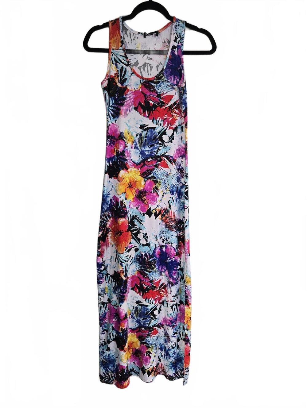Women’s Multicolor Floral Tropical Sleeveless Maxi Dress